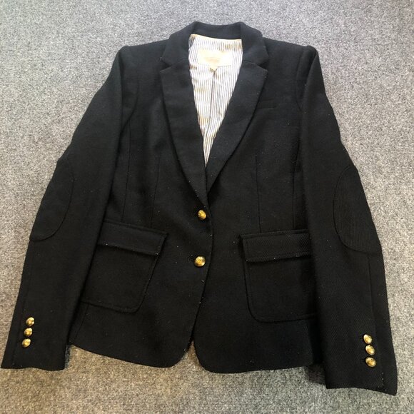 Banana Republic Jackets & Blazers - Banana Republic Equestrian Jacket Womens 2 Black Elbow Patches Wool Blend